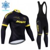 Set Fietsshirt Lange Mouw + Lange Koersbroek 2024 Mavic Winter Thermal Fleece Zwart